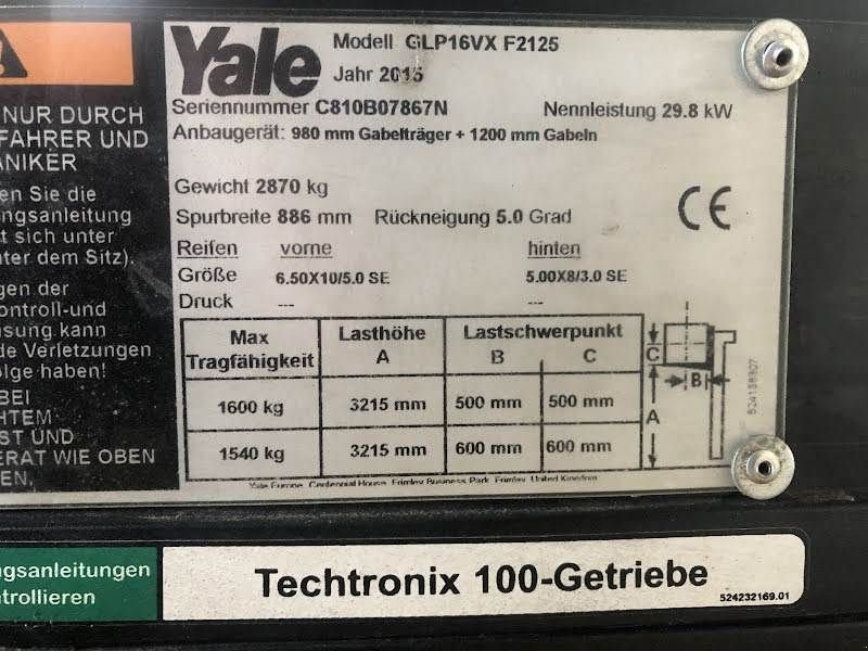 Frontstapler typu Yale GLP16VX, Gebrauchtmaschine v Aalst (Obrázek 9)