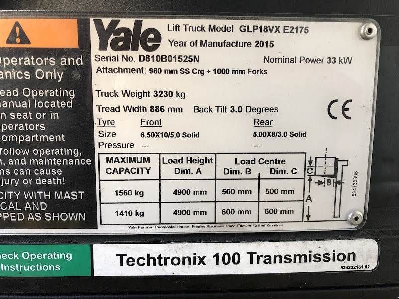 Frontstapler του τύπου Yale GLP18VX, Gebrauchtmaschine σε Aalst (Φωτογραφία 9)