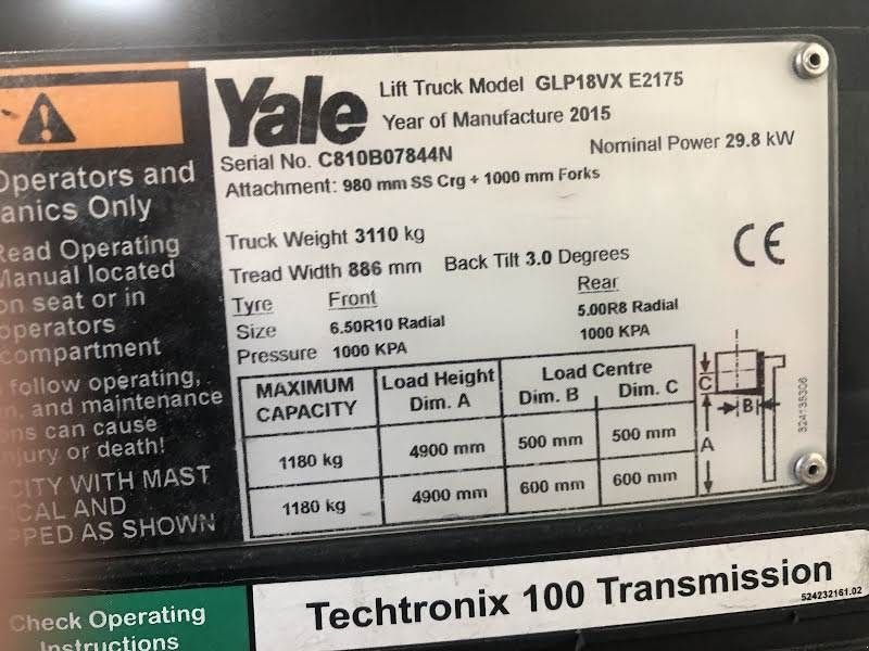 Frontstapler типа Yale GLP18VX, Gebrauchtmaschine в Aalst (Фотография 9)