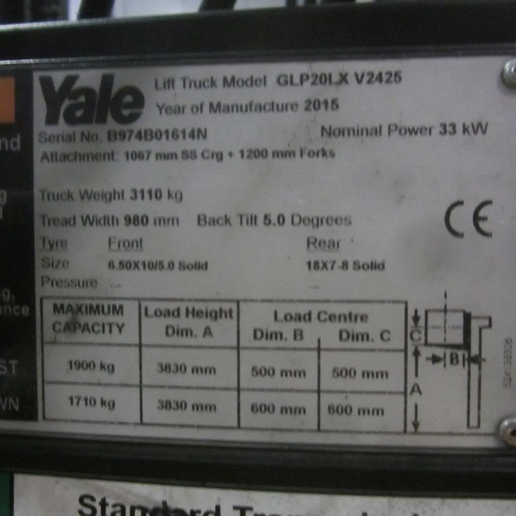 Frontstapler of the type Yale GLP20LX heftruck LPG, Gratis leveren, duplo, side shift., Gebrauchtmaschine in Tubbergen (Picture 5)