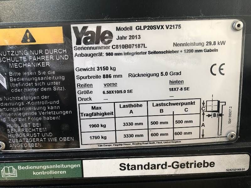 Frontstapler Türe ait Yale GLP20SVX, Gebrauchtmaschine içinde Aalst (resim 8)