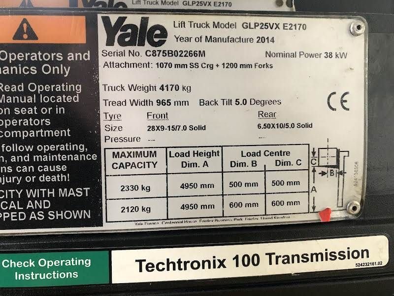 Frontstapler типа Yale GLP25VX, Gebrauchtmaschine в Aalst (Фотография 8)