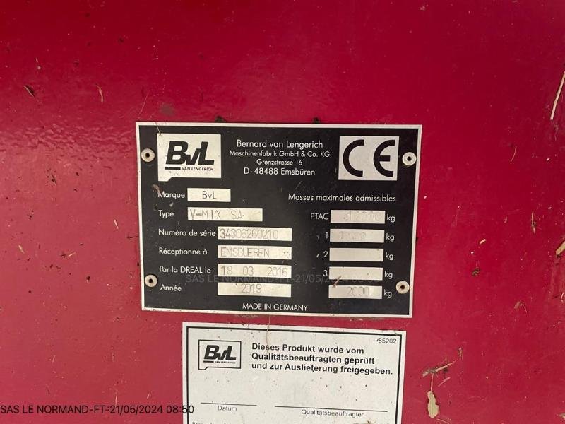 Futtermischwagen typu BVL V-MIX PLUS 17-2S, Gebrauchtmaschine v JOSSELIN (Obrázek 7)