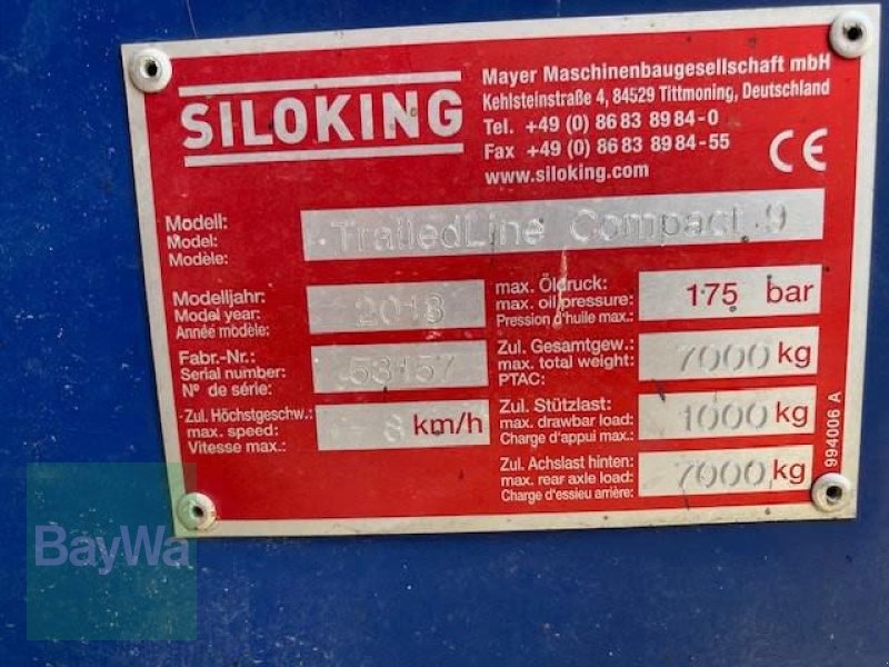 Futtermischwagen del tipo Siloking TRAILED LINE COMPACT 9, Gebrauchtmaschine en Vilsbiburg (Imagen 7)