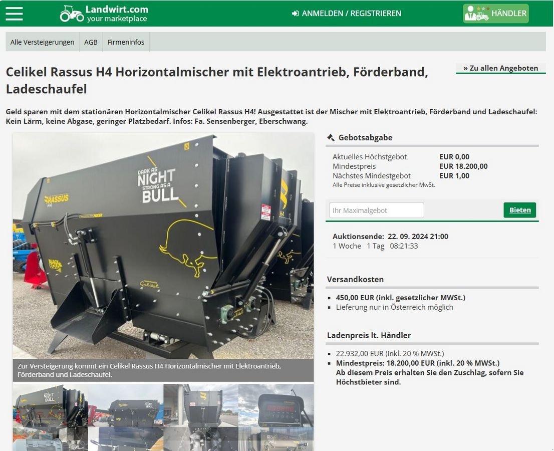 Futtermischwagen typu Sonstige Landwirt-Auktion-Elektromischer Rassus H4, Neumaschine v Eberschwang (Obrázek 1)