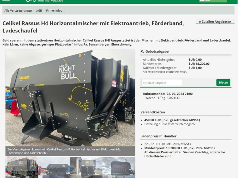 Futtermischwagen of the type Sonstige Landwirt-Auktion-Elektromischer Rassus H4, Neumaschine in Eberschwang