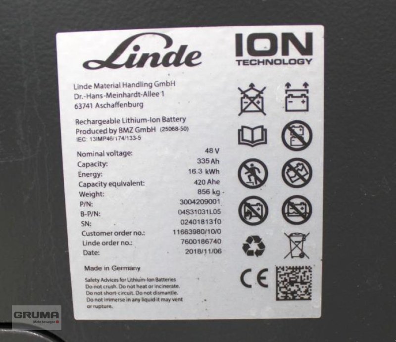 Gabelstapler tip Linde E 16 ION EVO 386-02, Gebrauchtmaschine in Friedberg-Derching (Poză 6)