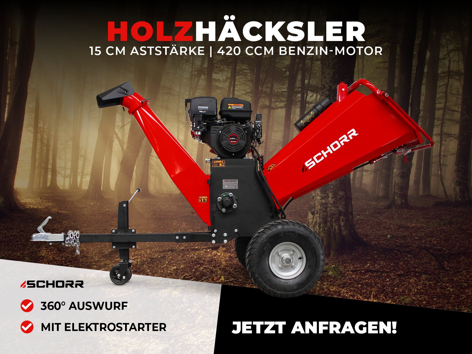 Gartenhäcksler tip Schorr Holzhäcksler RR150THX 150mm Häcksler Schredder Benzinhäcksler E-Starter, Neumaschine in Schüttorf (Poză 2)