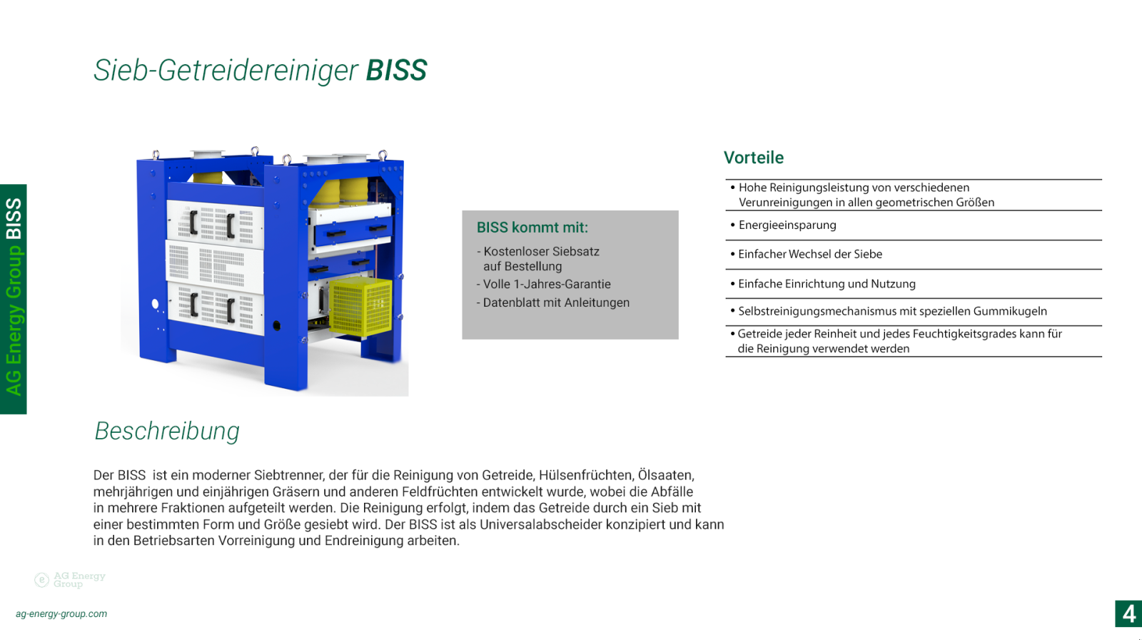 Getreidereinigung del tipo AG Energy Group ✅ Getreidereiniger BISS 12 t/h, Neumaschine In Wernberg-Köblitz (Immagine 8)