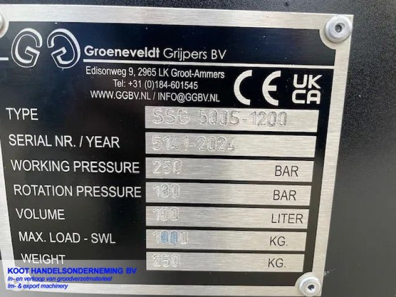 Greifer Türe ait Sonstige Groeneveldt SSG 500S-1200 CW 05 3.5tm4.5 tons machine Sorteergrijper Nieuw!!, Gebrauchtmaschine içinde Nieuwerkerk aan den IJssel (resim 3)