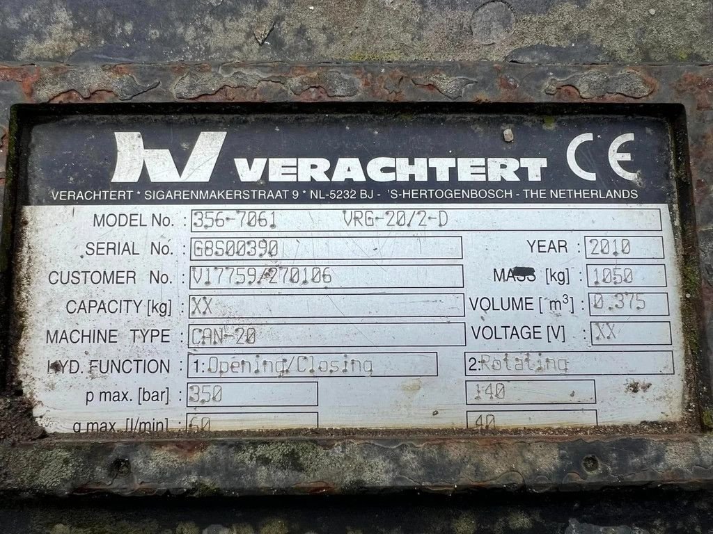 Greifer del tipo Verachtert CW30 VRG20 Sorteergrijper, Gebrauchtmaschine en Harskamp (Imagen 8)