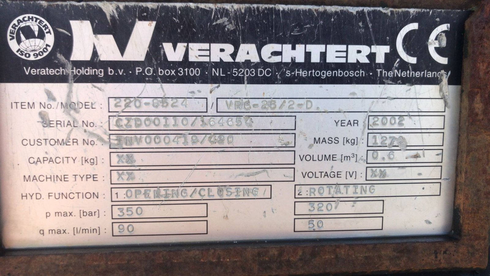 Greifer des Typs Verachtert VRG 25, Gebrauchtmaschine in Hoek (Bild 7)