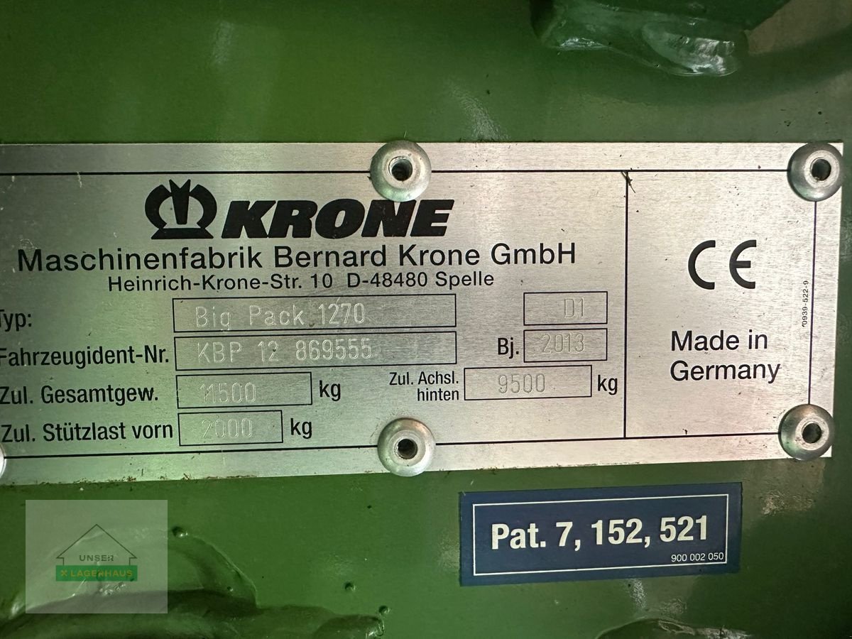 Großpackenpresse typu Krone Big Pack 1270, Gebrauchtmaschine v Schlitters (Obrázok 5)