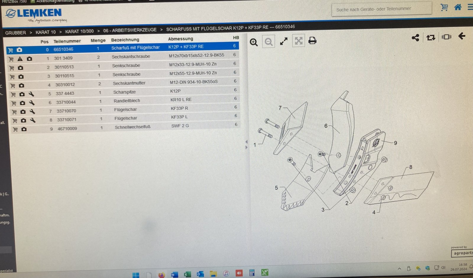 Grubber typu Lemken Karat 10 Zubehör, Gebrauchtmaschine w Groß Lafferde (Zdjęcie 2)