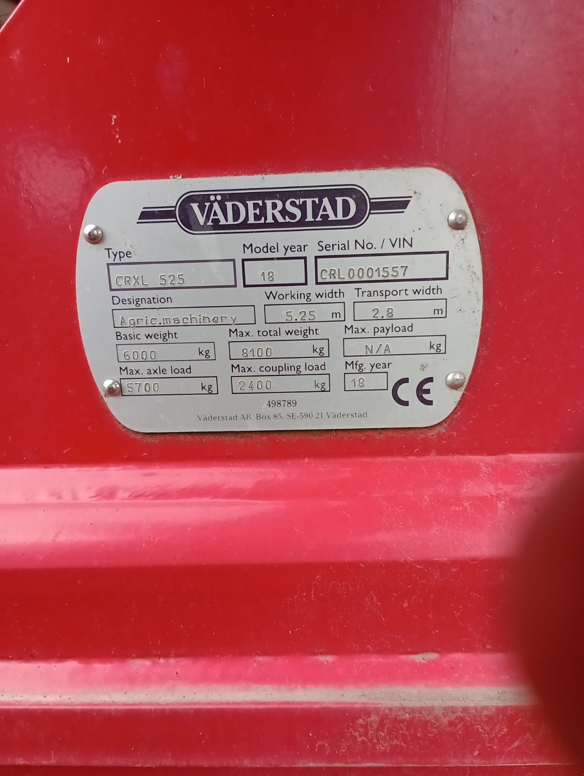 Grubber typu Väderstad CR525XL, Gebrauchtmaschine v Nitra (Obrázek 1)