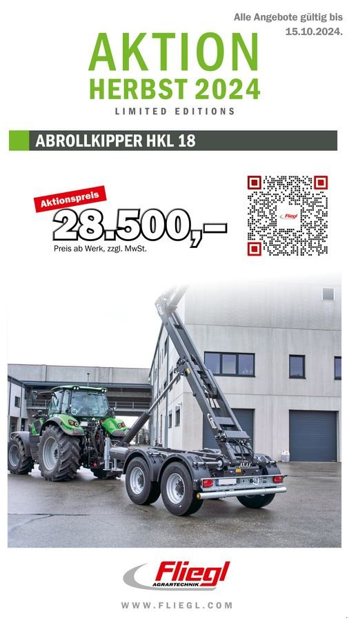 Hakenwagen du type Fliegl HKL 18 Abrollkipper, Gebrauchtmaschine en Saxen (Photo 1)