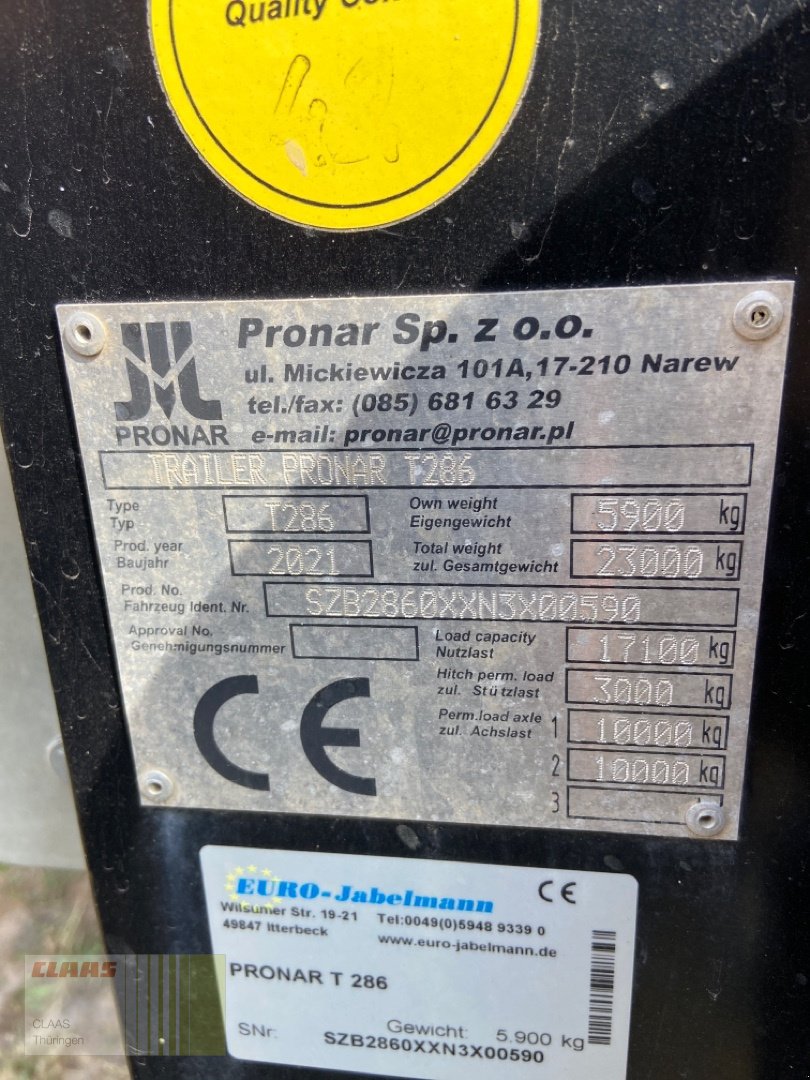 Hakenwagen tip PRONAR T286, Gebrauchtmaschine in Vachdorf (Poză 2)