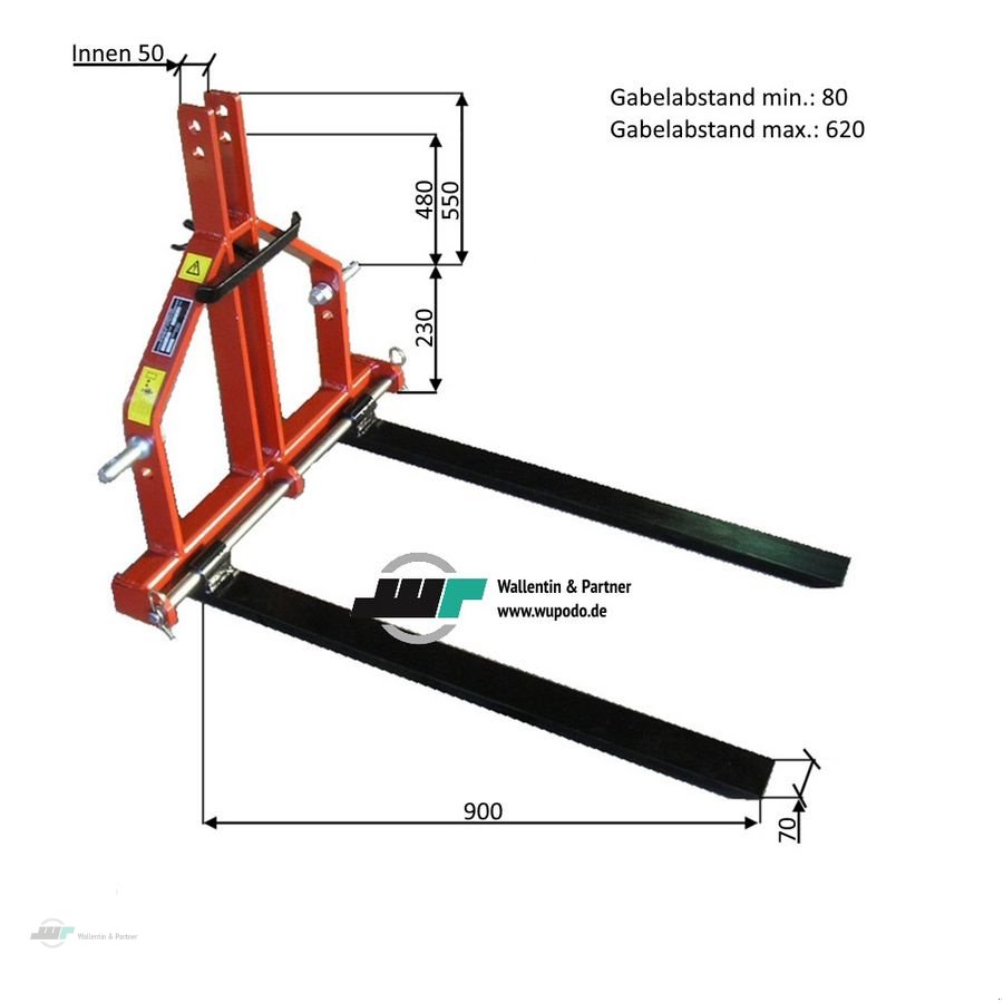 Heckstapler/Anbaustapler typu Sonstige Palettengabel Heckanbau Kat.1 verstellbar Gabelt, Neumaschine v Wesenberg (Obrázek 2)