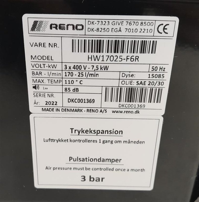 Hochdruckreiniger tipa Sonstige HEDVANDSRENSER KLAR TIL BRUG Reno Geyser M85 170/25, Gebrauchtmaschine u Horsens (Slika 5)