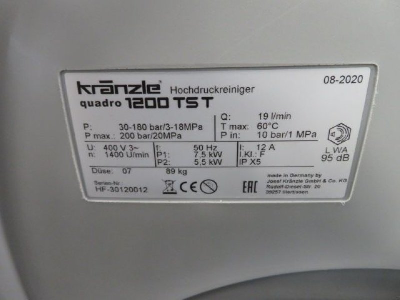 Hochdruckreiniger du type Sonstige Kranzle Quadro 1200tst, Neumaschine en Joure (Photo 5)