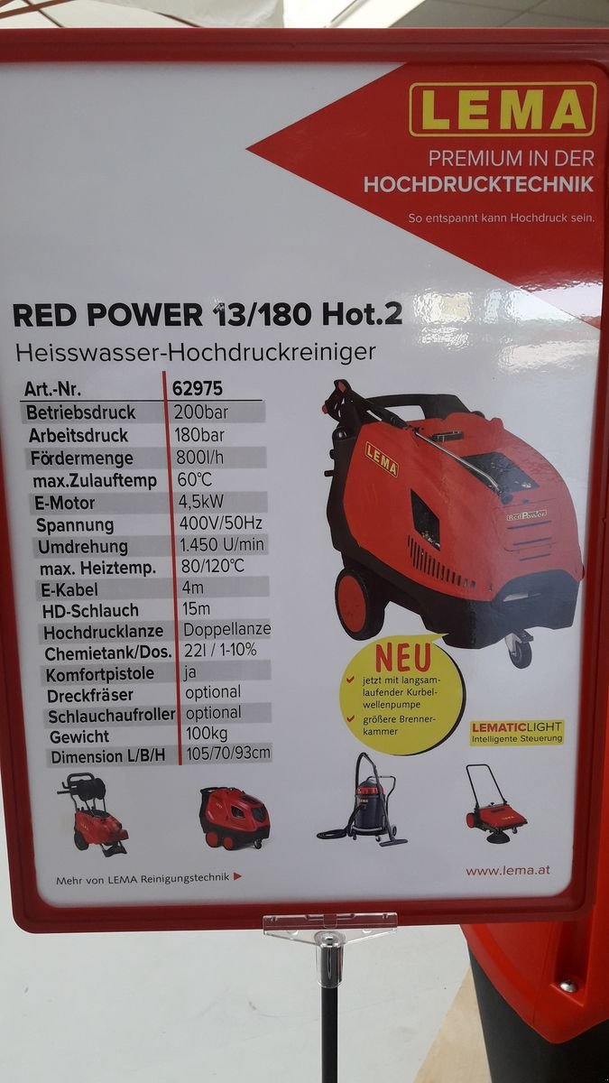 Hochdruckreiniger typu Sonstige LEMA Hochdruckreinger Red Power 13/180 Hot.2, Neumaschine v Gerasdorf (Obrázok 5)