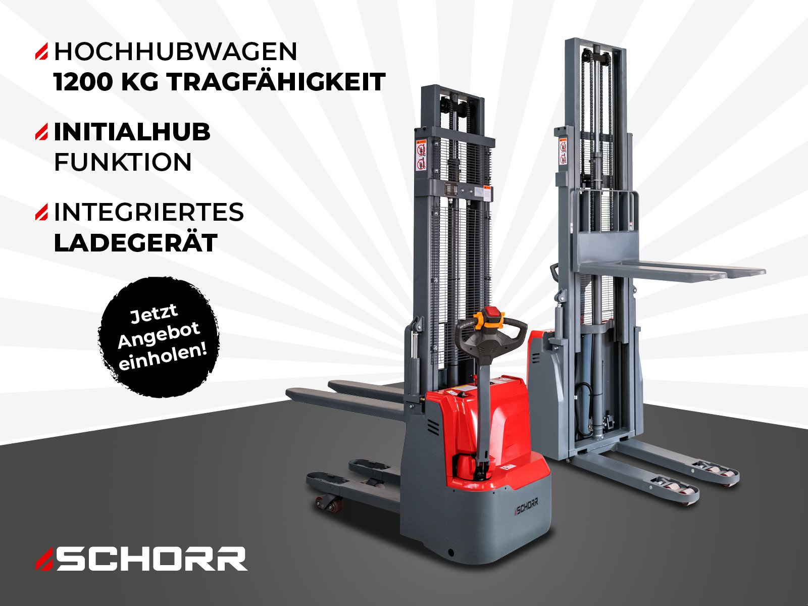 Hochhubwagen от тип Schorr Elektro Hochhubwagen DUO 1200KG Tragkraft 3300mm Hubhöhe elektrisch Initialhub Elektrostapler Gabelstapler, Neumaschine в Schüttorf (Снимка 1)