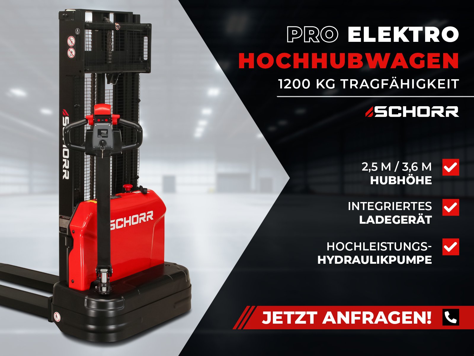 Hochhubwagen of the type Schorr Elektro Hochhubwagen Pro 1200kg 2,5m Hubhöhe Hubwagen Stapler, Neumaschine in Schüttorf (Picture 1)