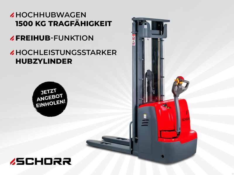 Hochhubwagen del tipo Schorr Hochhubwagen Elektro Pro 1500kg Tragkraft 4,5m Hubhöhe Freihub Gabelstapler Elektrostapler Stapler, Neumaschine en Schüttorf (Imagen 1)