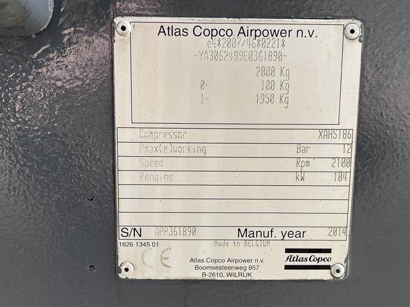 Hof-Kompressor Türe ait Atlas Copco XAHS 186 CD - N, Gebrauchtmaschine içinde Waregem (resim 4)