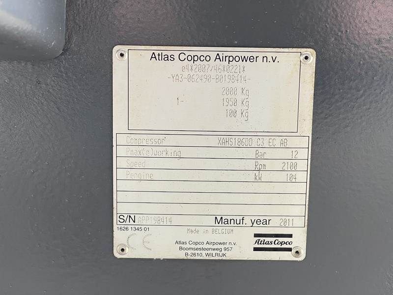 Hof-Kompressor Türe ait Atlas Copco XAHS 186 DD - N, Gebrauchtmaschine içinde Waregem (resim 5)