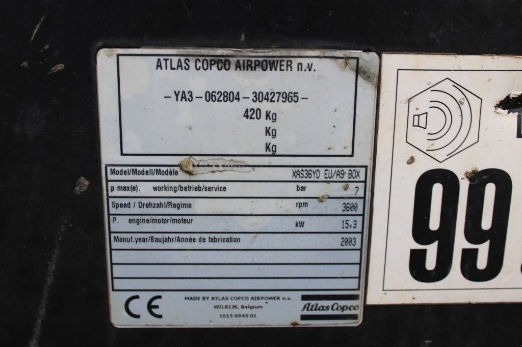 Hof-Kompressor tipa Atlas Copco XAS 36 YD, Gebrauchtmaschine u Rucphen (Slika 5)