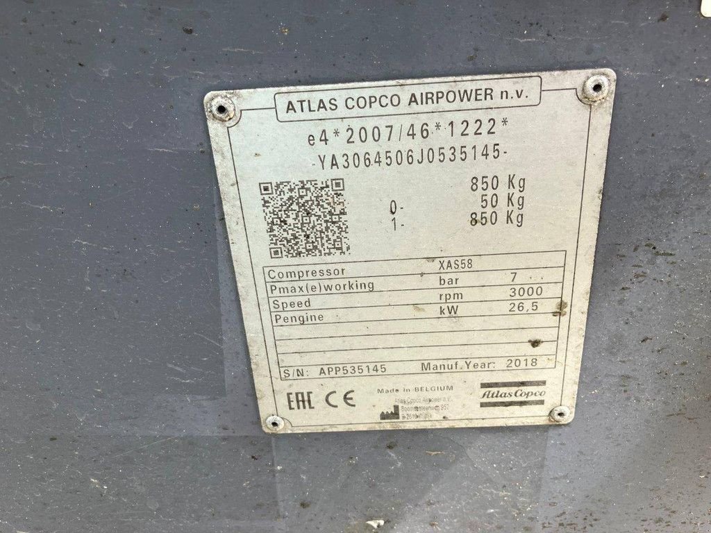 Hof-Kompressor Türe ait Atlas Copco XAS58, Gebrauchtmaschine içinde Antwerpen (resim 11)