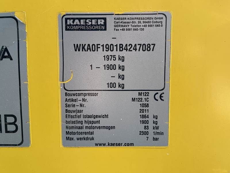 Hof-Kompressor Türe ait Kaeser M 122 - N, Gebrauchtmaschine içinde Waregem (resim 5)