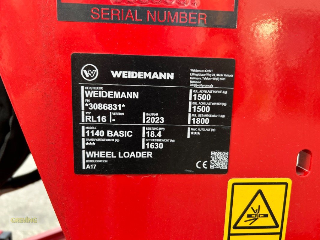 Hoflader van het type Weidemann  1140 Basic, Neumaschine in Euskirchen (Foto 8)