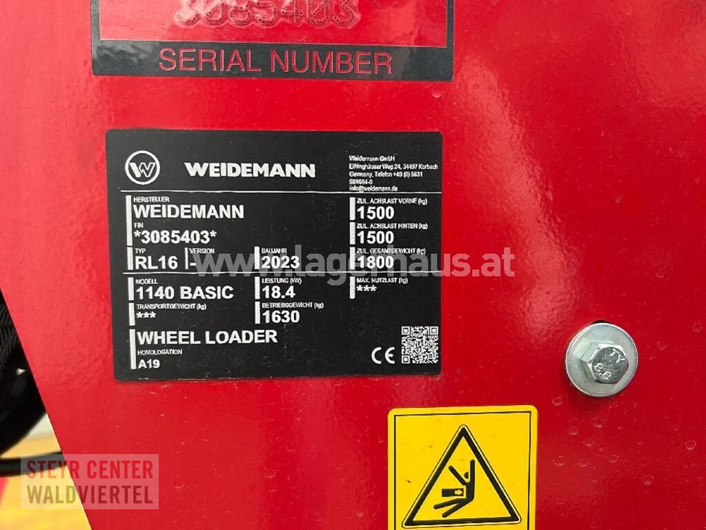 Hoflader Türe ait Weidemann  1140 LIGHT, Neumaschine içinde Vitis (resim 7)