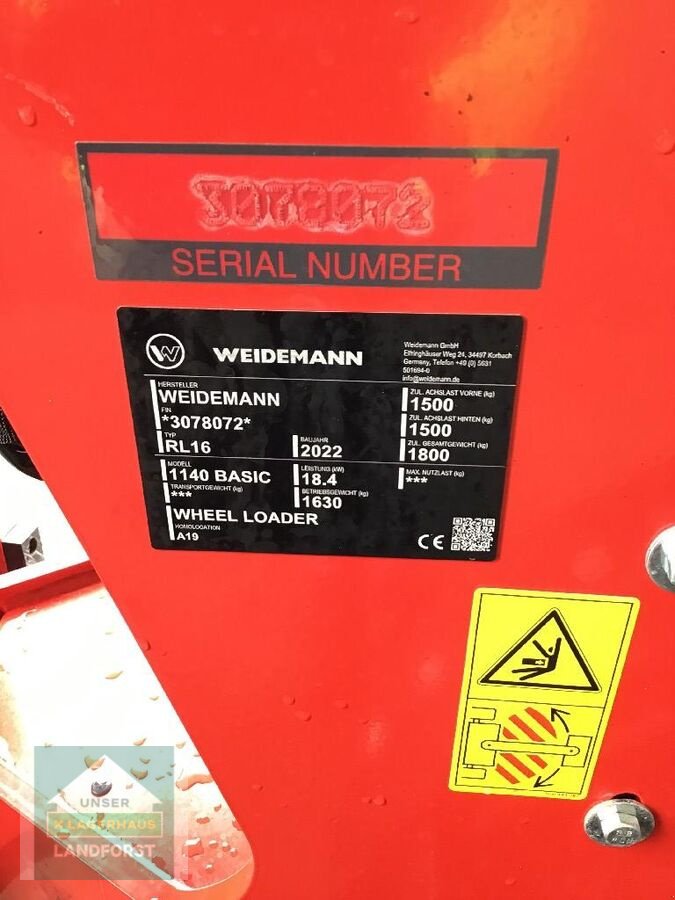 Hoflader van het type Weidemann  1140 light, Gebrauchtmaschine in Murau (Foto 13)