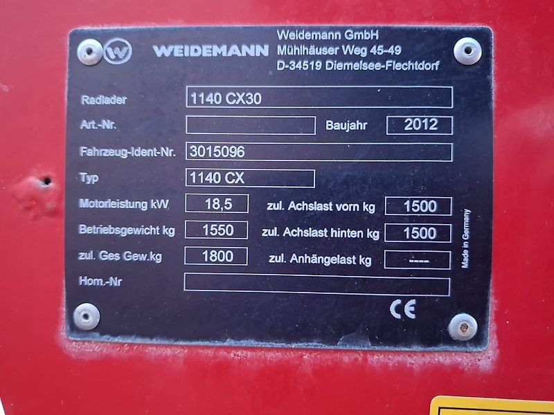 Hoflader типа Weidemann  1140, Gebrauchtmaschine в Itterbeck (Фотография 23)