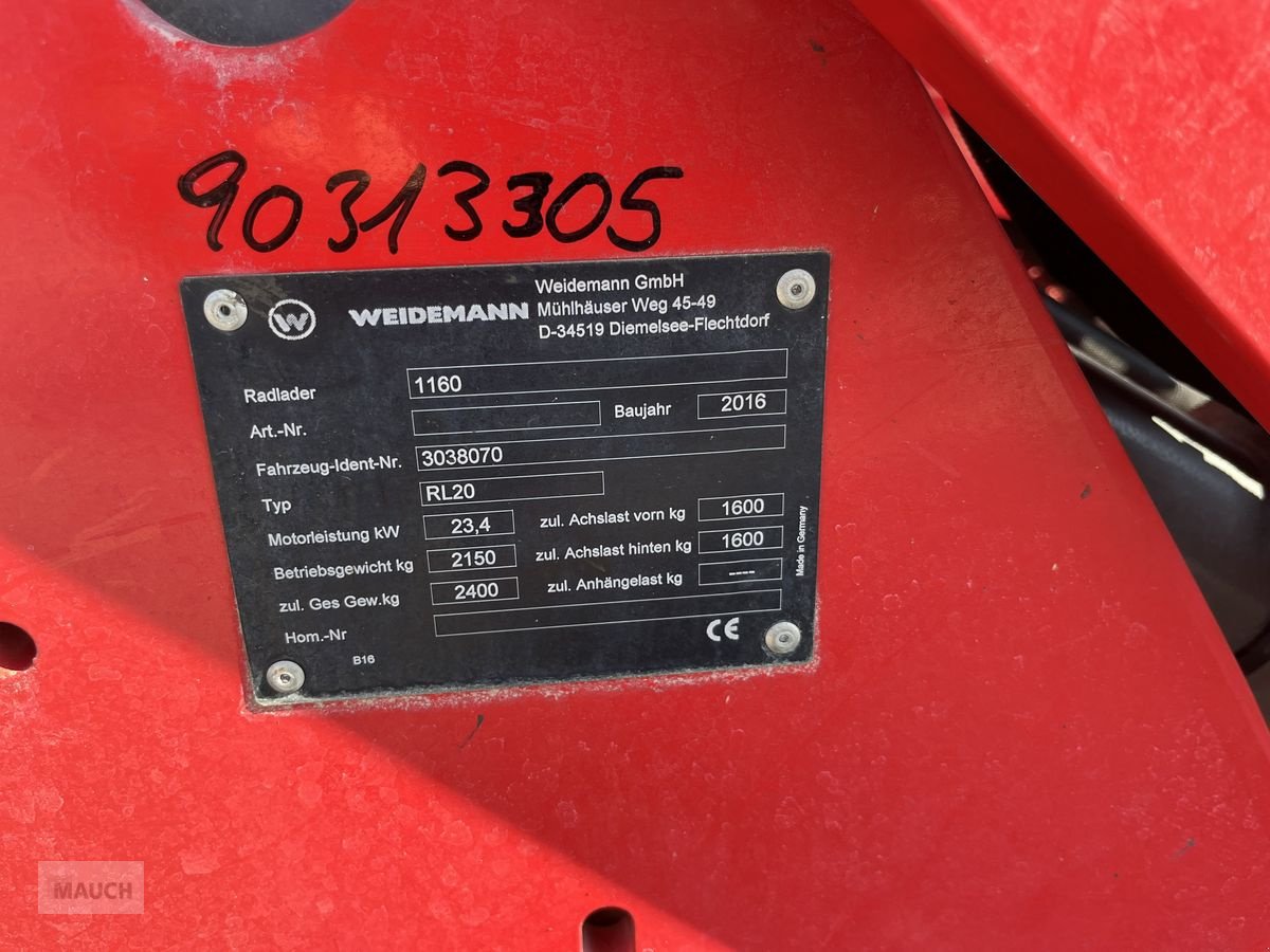 Hoflader del tipo Weidemann  1160 Kardanwelle, Joystick, Euroaufnahme, Gebrauchtmaschine en Burgkirchen (Imagen 2)