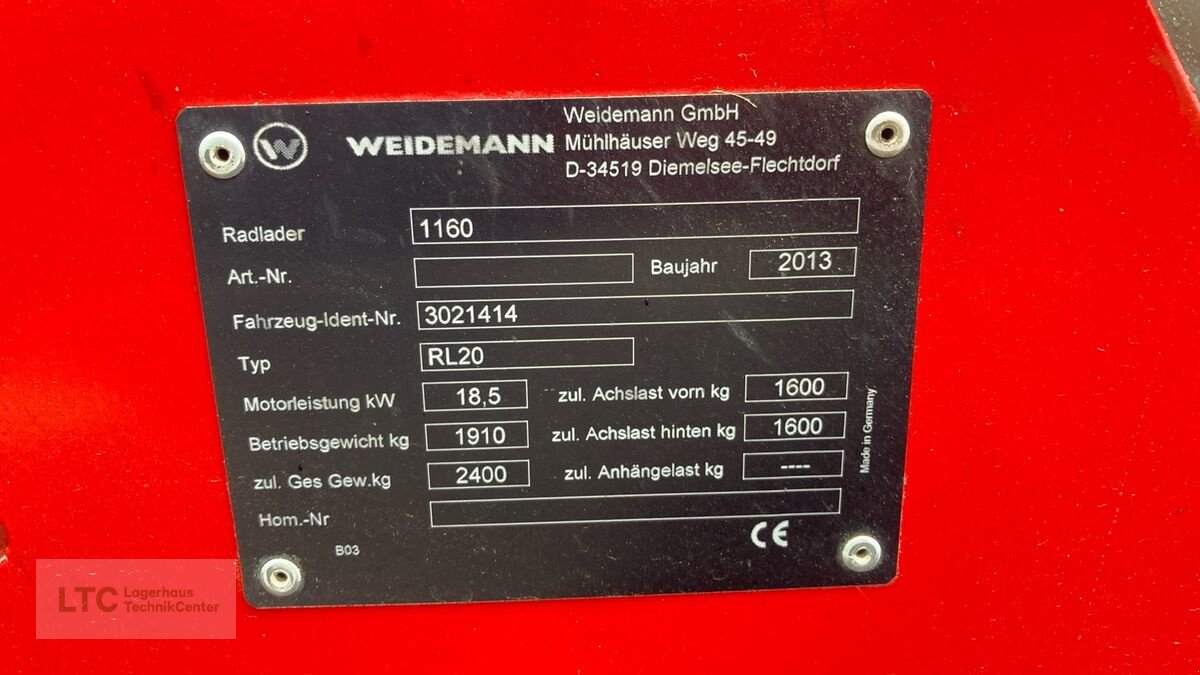 Hoflader des Typs Weidemann  1160, Gebrauchtmaschine in Eggendorf (Bild 13)