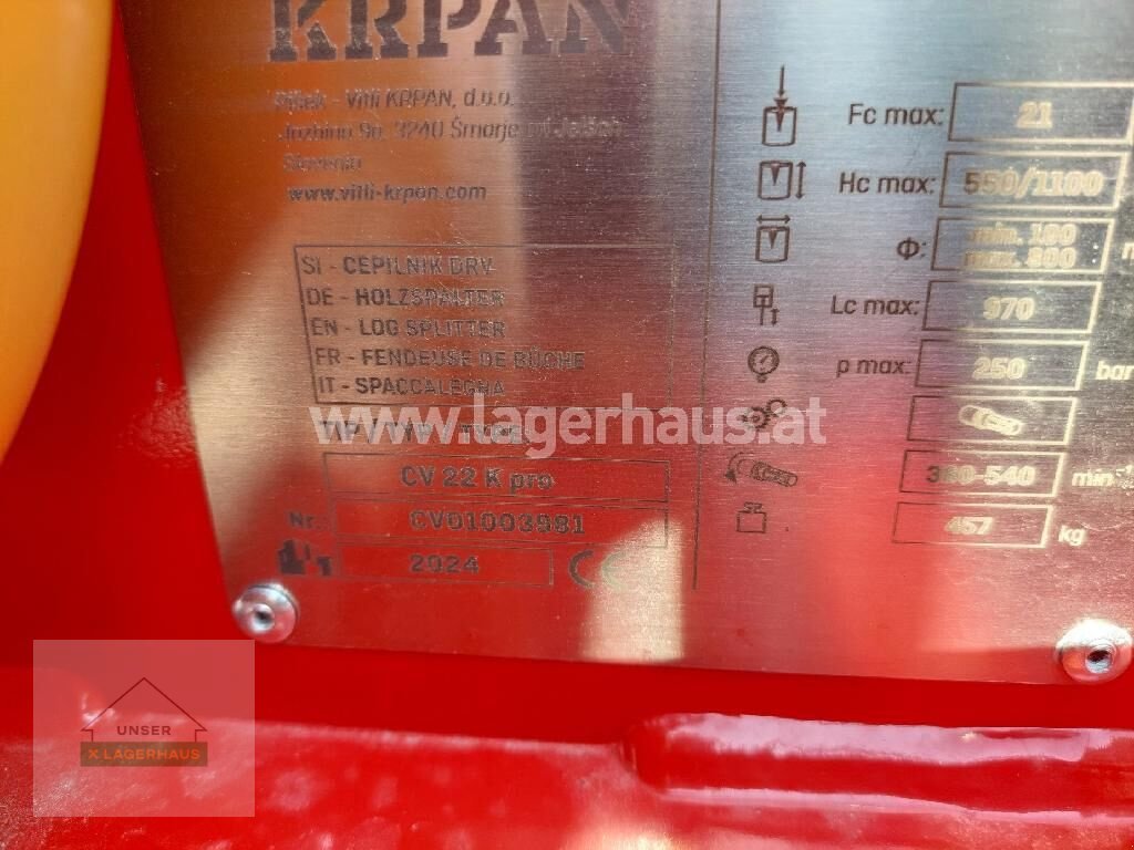 Holzspalter des Typs Krpan CV 22 K PRO, Neumaschine in Haag (Bild 3)