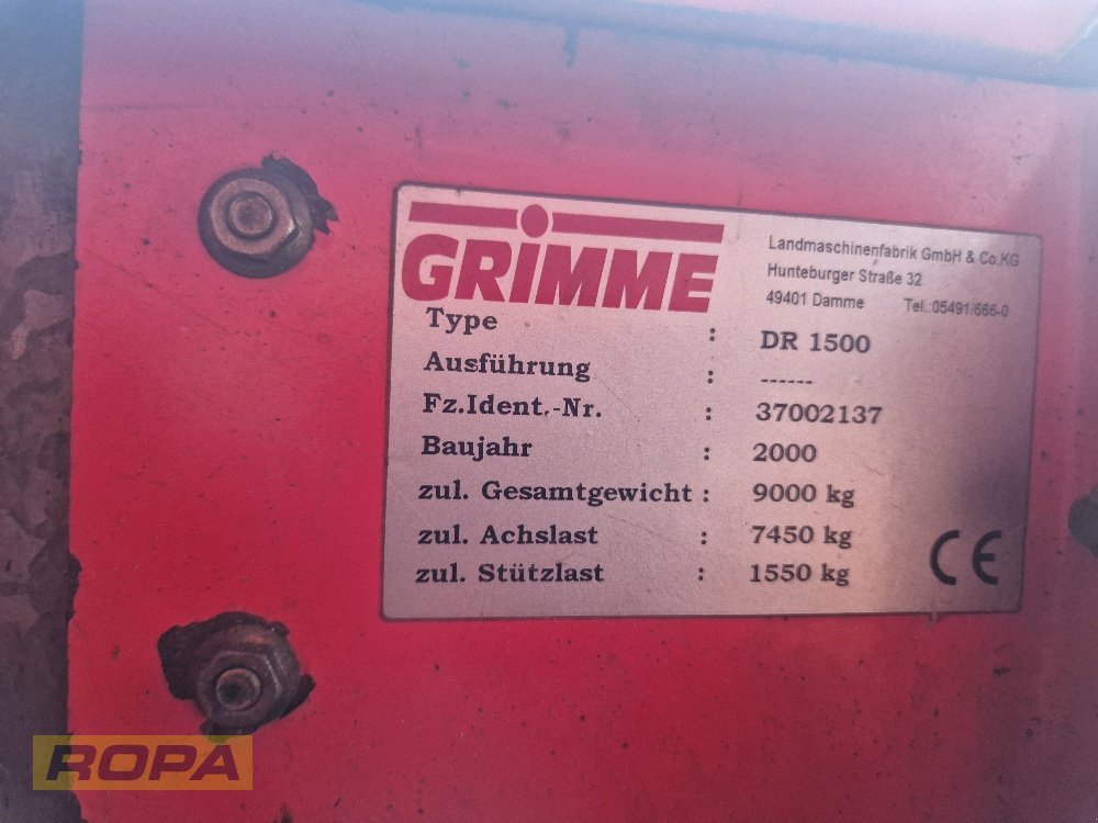 Kartoffelvollernter типа Grimme DR 1500, Gebrauchtmaschine в Viersen (Фотография 2)