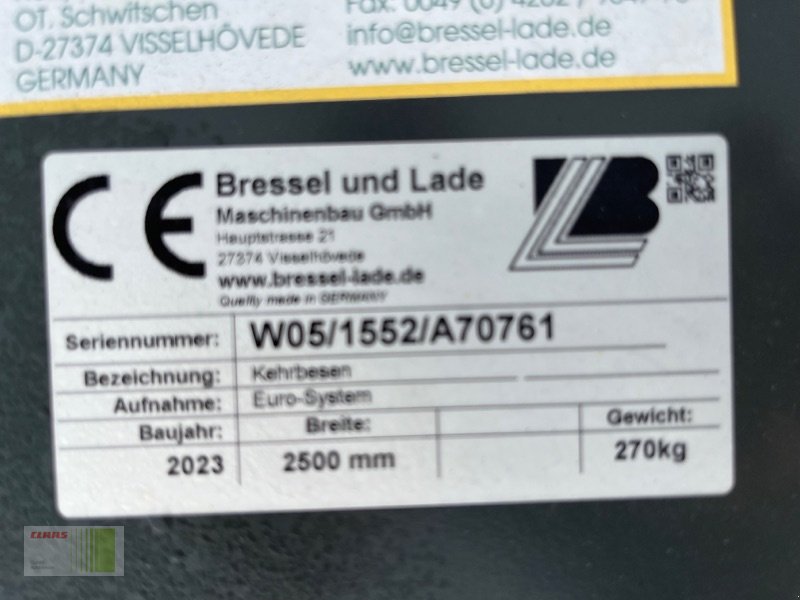 Kehrmaschine del tipo Bressel & Lade W05 Kehrbesen 2.500 mm, Neumaschine en Risum-Lindholm (Imagen 6)