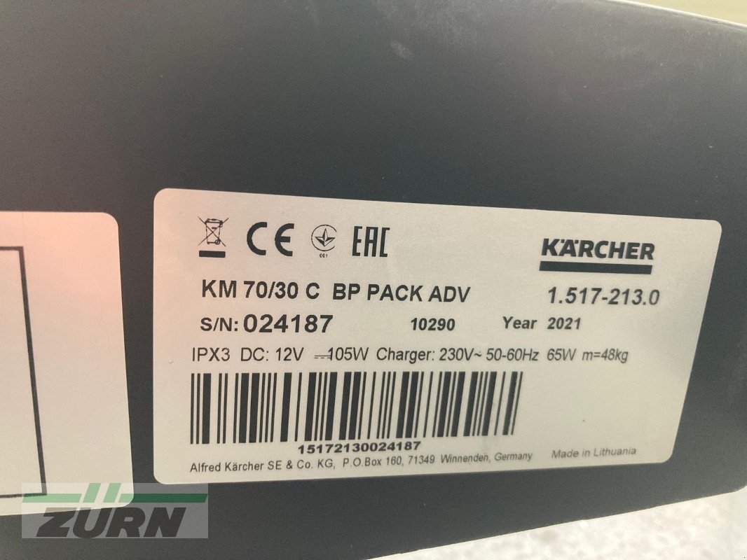 Kehrmaschine του τύπου Kärcher KM 70/30 C  BP PACK, Gebrauchtmaschine σε Kanzach (Φωτογραφία 12)