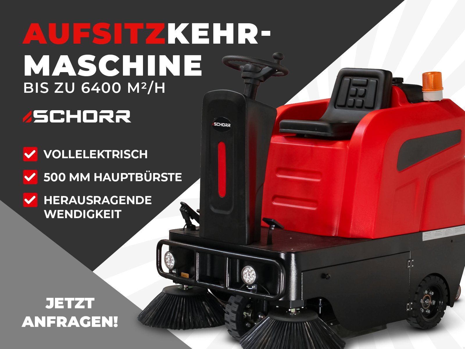 Kehrmaschine tip Schorr Aufsitzkehrmaschine Elektro Kehrmaschine Straßenkehrmaschine Bodenkehrer, Neumaschine in Schüttorf (Poză 2)