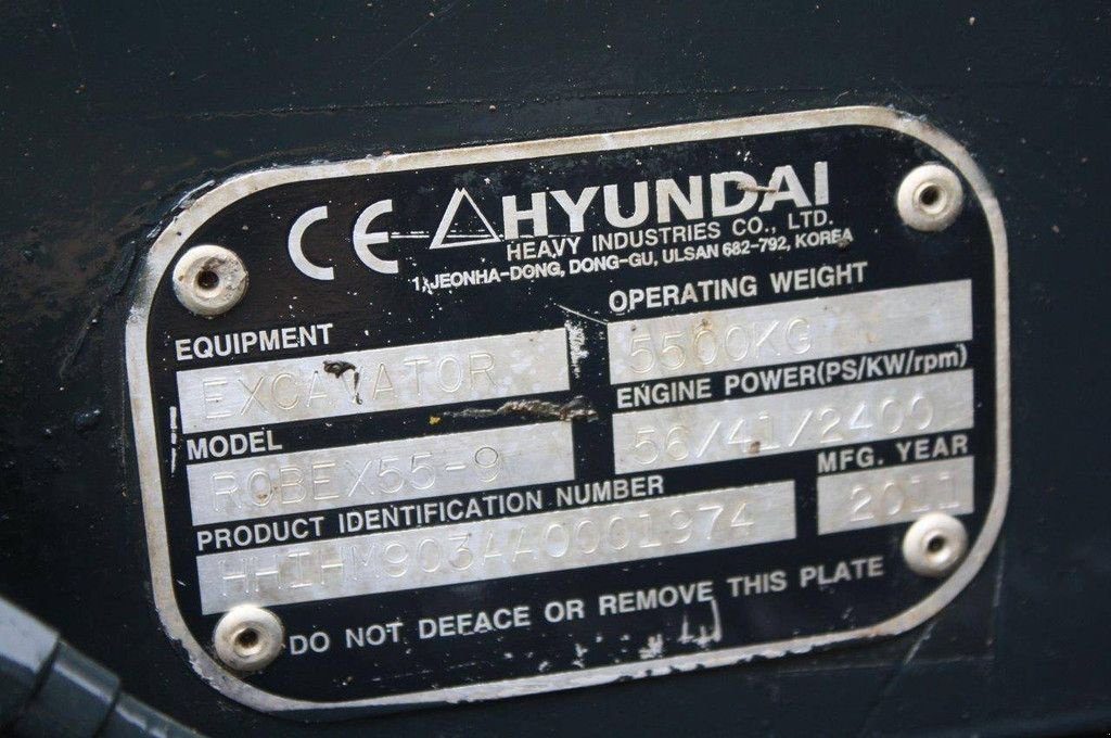 Kettenbagger tip Hyundai R55-9, Gebrauchtmaschine in Antwerpen (Poză 10)