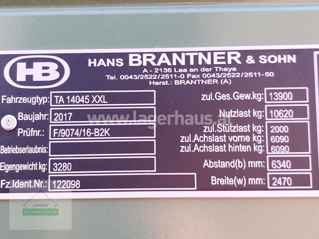 Kipper a típus Brantner TA 14045 XXL-AKTION, Gebrauchtmaschine ekkor: Ottensheim (Kép 3)