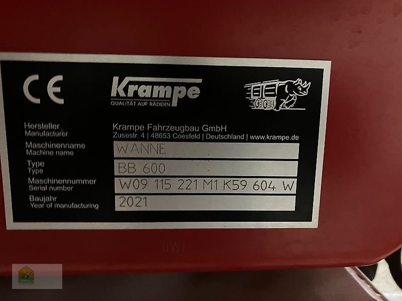 Kipper του τύπου Krampe Big Body BB 600 + CanAGRO Schnecke DF1315, Gebrauchtmaschine σε Salsitz (Φωτογραφία 9)