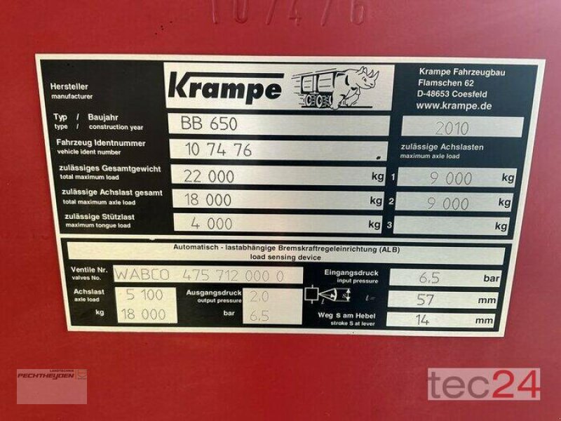 Kipper Türe ait Krampe BigBody 650, Gebrauchtmaschine içinde Rees (resim 4)