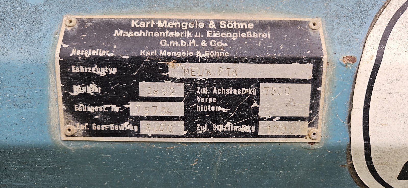 Kipper des Typs Mengele MEDK 8000 TA, Gebrauchtmaschine in Weißenburg (Bild 3)