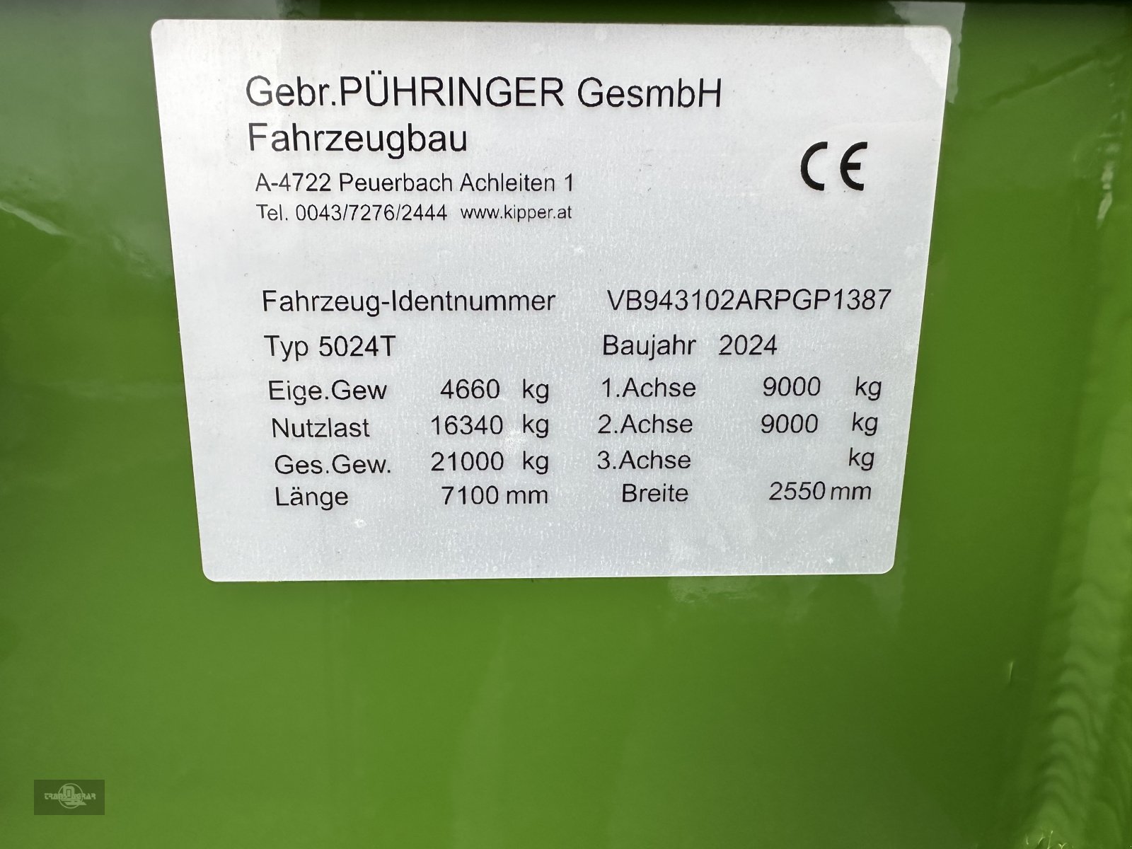 Kipper Türe ait Pühringer 5024 T voll Hardox Profile! Baukipper, Neumaschine içinde Rankweil (resim 7)